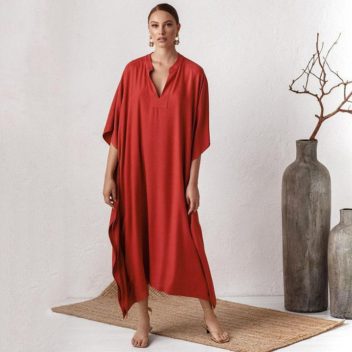 Dame Elegant skåret kaftan i blødt stof Stilla
