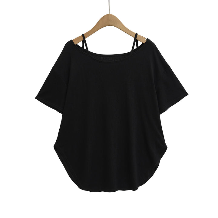 Damer afslappet oversized T-shirt med rygfri design og innovativ skæring Stilla