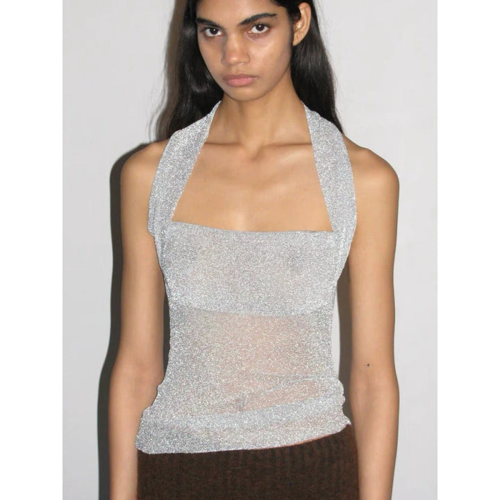 Kvinder Glitrende Net Halterneck Top Stilla