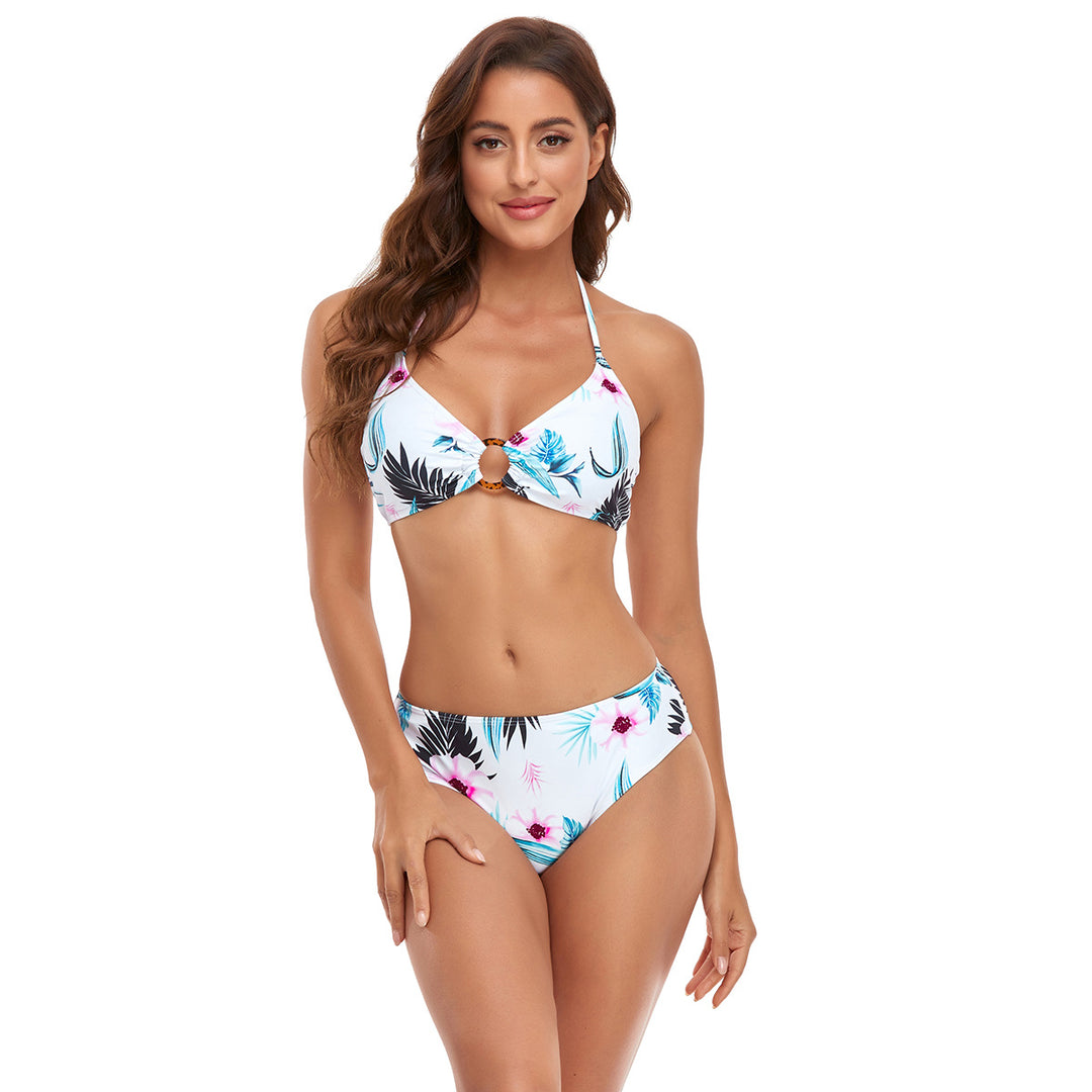 Dame bikini-sæt med smart knude-detalje og blomsterprint underdel Skovae