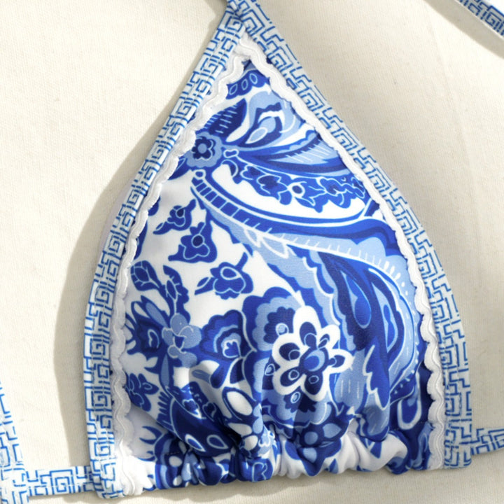 Dame Triangel-Bikini med blomsterdesign Skovae