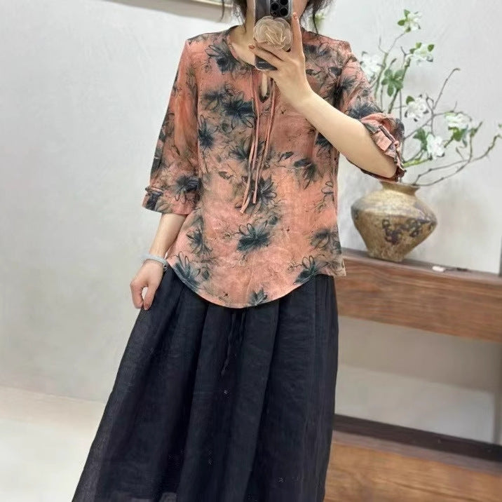 Femme Lækkert Floral Tryk Bluse Stilla