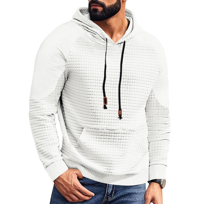Herrer nano quiltet hoodie med kvadratisk struktur og kængurulomme Skovae