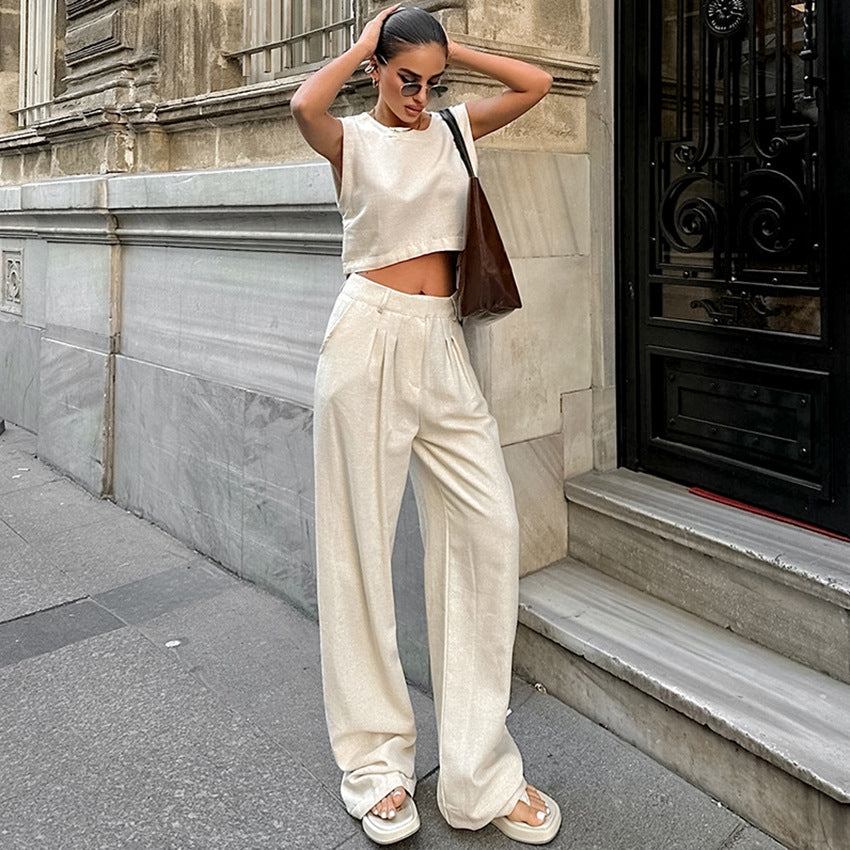 Dame sæt bestående af cropped top og elegant vide bukser Stilla