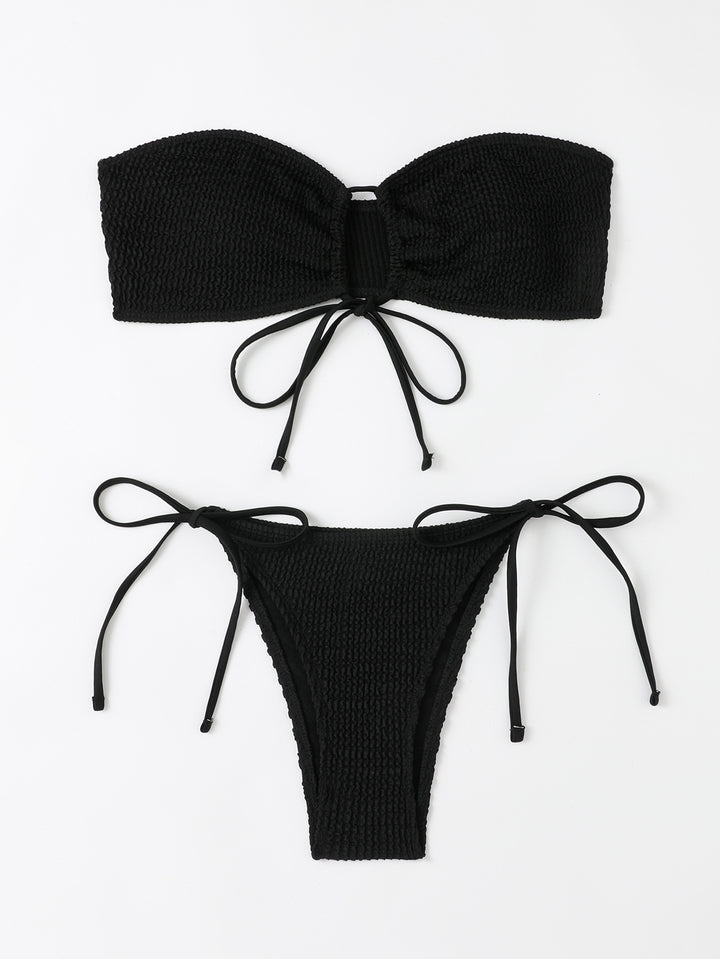 Dame bandeau bikini sæt med velcro og justerbare bindebånd Skovae