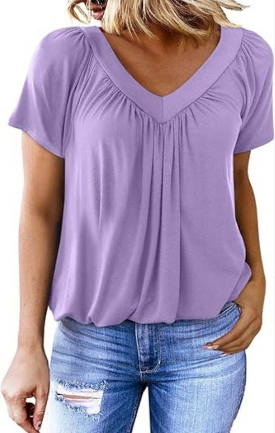 Dame Relaxed Fit V-Hals Bluse Stilla