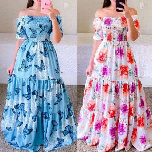 Dame Off-Shoulder Volan Maxi Kjole Stilla