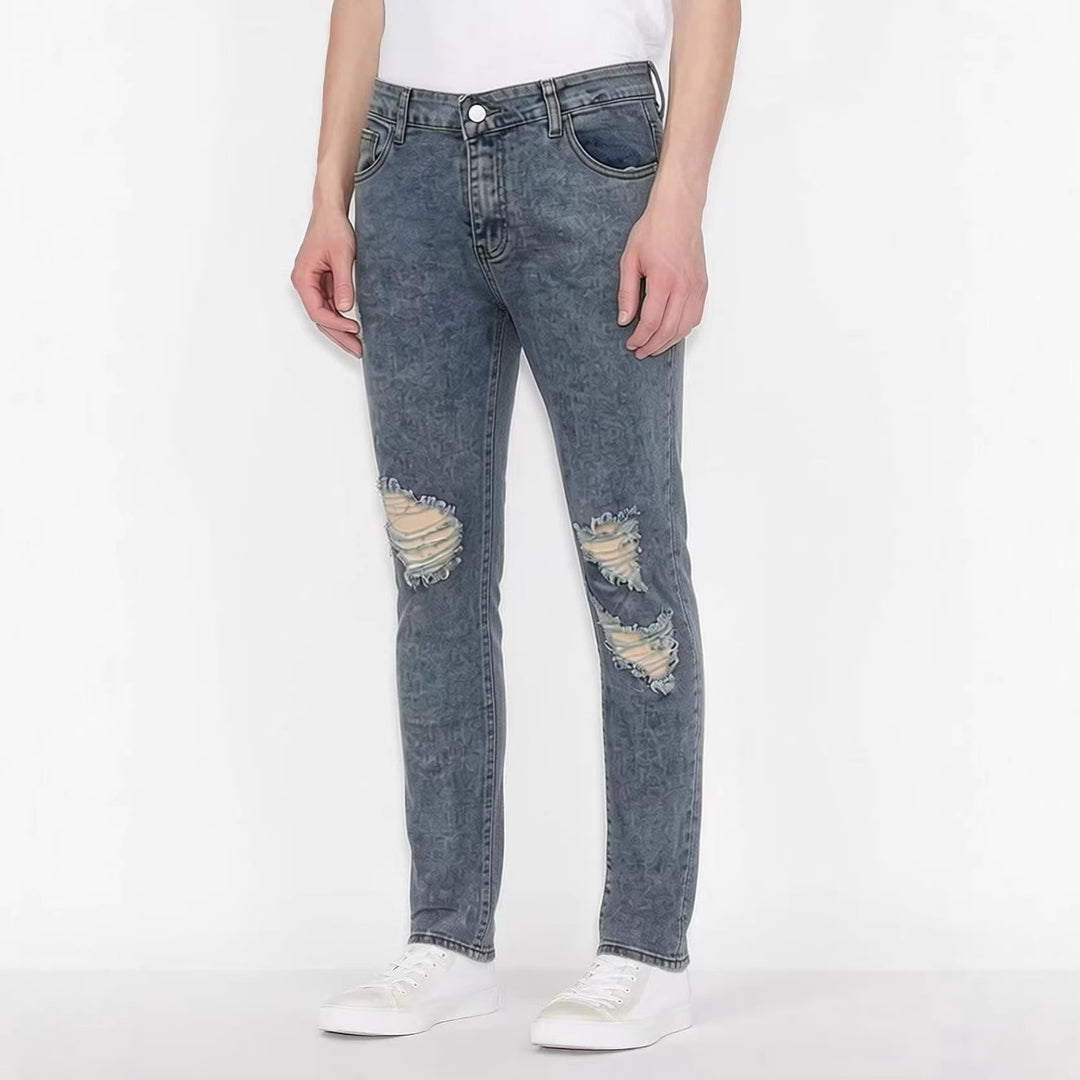 Herre Destroyed Jeans med moderne Used-Look Skovae