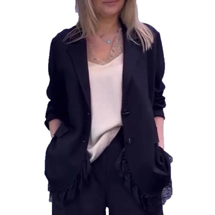 Kvindernes elegante blazerjakke med blonderdetaljer Stilla