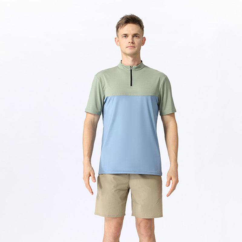 Herrer Sporty Kortærmet T-shirt med Lynlås Stilla