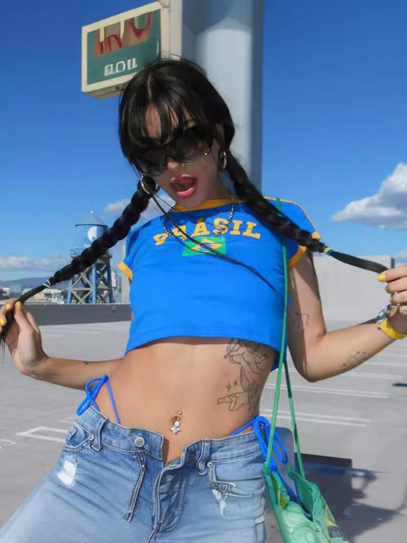 Dame Sporty Top med Brasilien Design Stilla