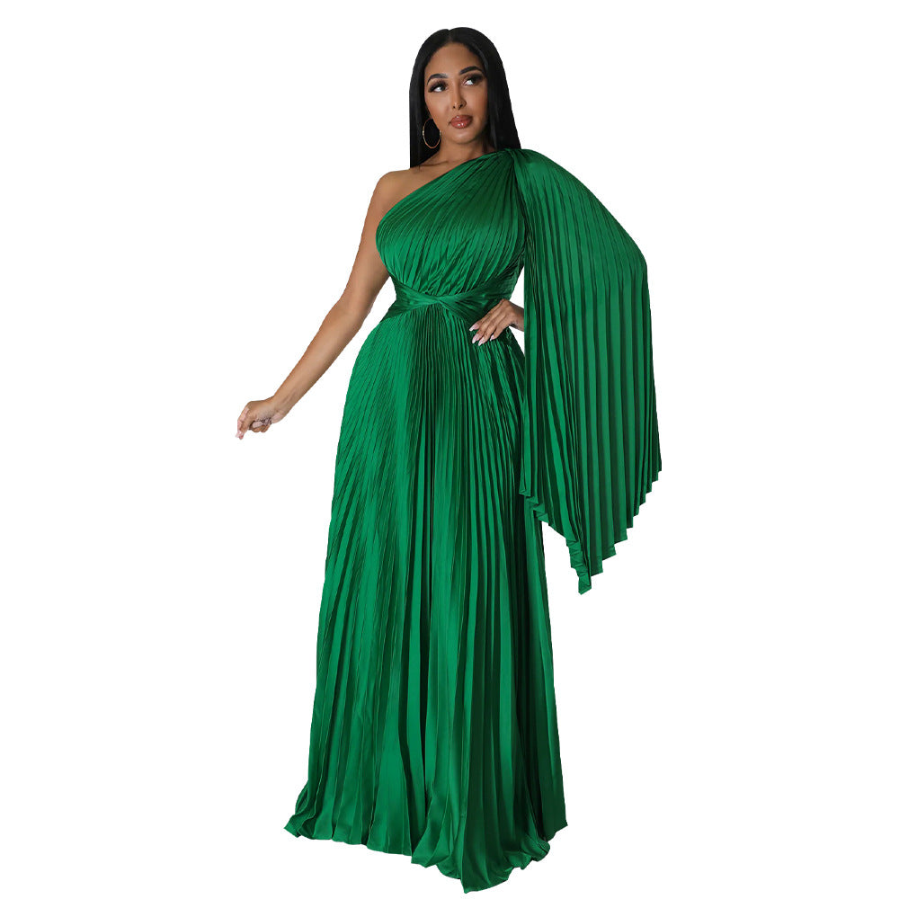 Dame Maxi-kjole med asymmetrisk One-Shoulder-design og elegant drapering Stilla