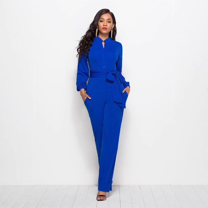 Dame Elegant Jumpsuit med tætsiddende snit og lange ærmer Stilla
