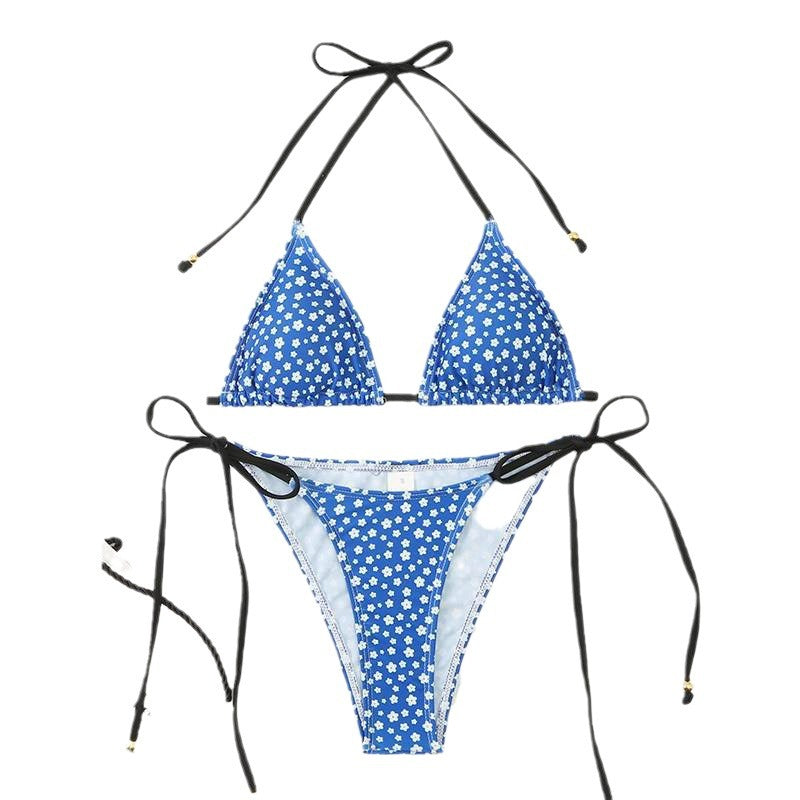 Dame Floral Print Triangle Bikini Sæt Stilla