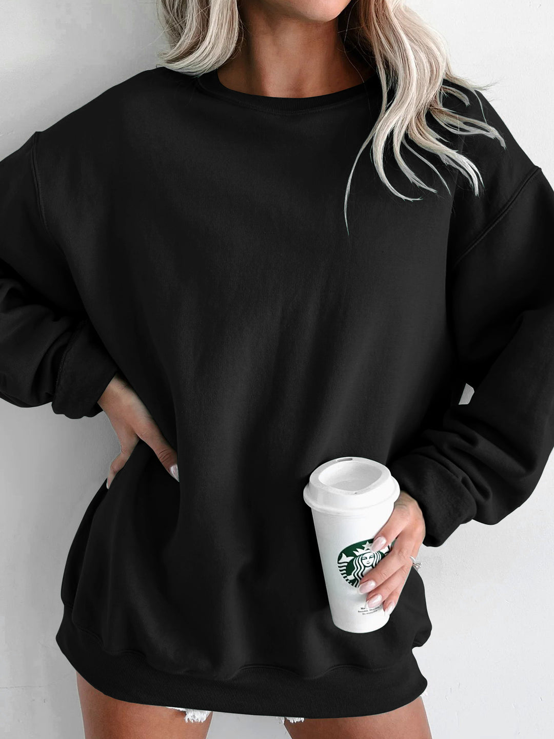 Dame afslappet sweatshirtkjole med rund halsudskæring og glatte ærmer Stilla