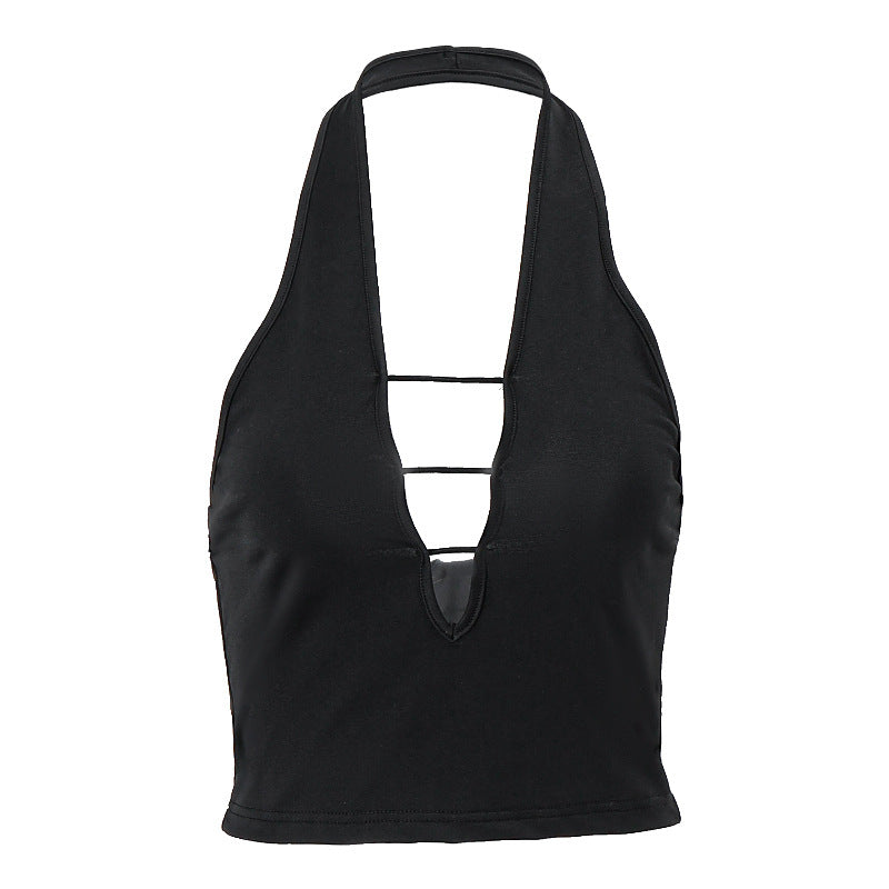Dame Sporty Crop-Top med dyb V-hals og moderne cut-outs Stilla