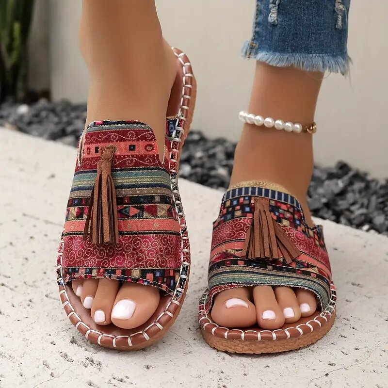 Dame retro-stil slippers med kunstnerisk kvast-design Stilla