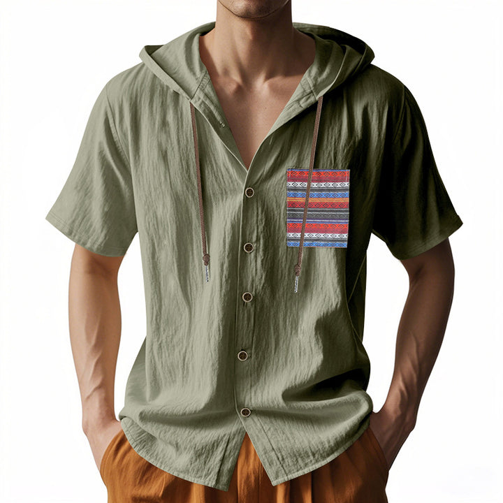 Herre hoodie med farverigt mønster og korte ærmer Stilla
