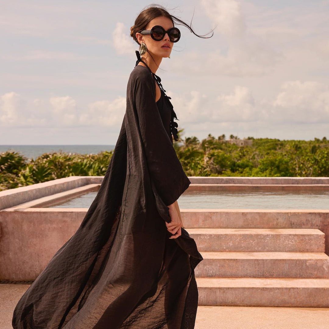 Dame Helstømmende Badedragt med Ruffles detaljer og matchende Strandkimono Stilla
