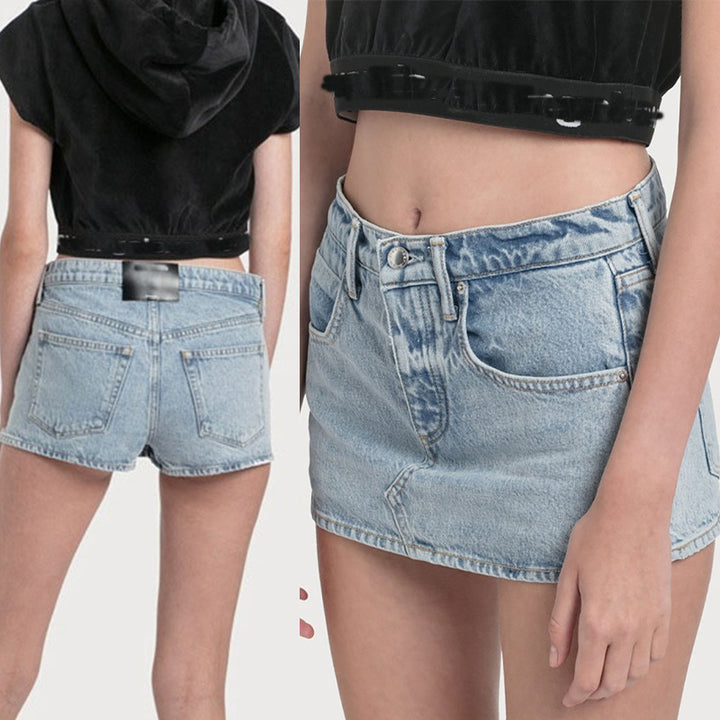 Dame Vintage Jeansshorts med høj talje og sidelommer Stilla