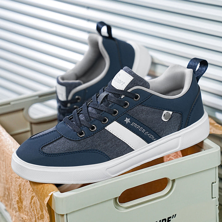 Herren nan urbaner Canvas- og kunstlæder-sneakers med polstret indgang og profileret gummisål Skovae