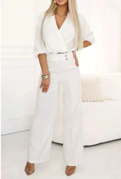 Kvinderne elegante jumpsuit med indviklet top og højtaljede ben Stilla