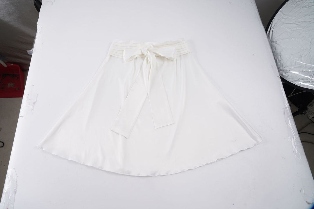 Damen eleganter Midirock mit gesmoktem Bund und losem Schnitt Skovae