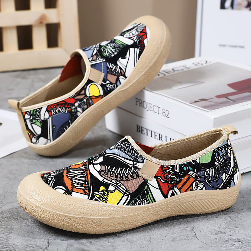 Dame Modiske Slip-On Sneakers med farverigt mønster og skridsikker sål Stilla