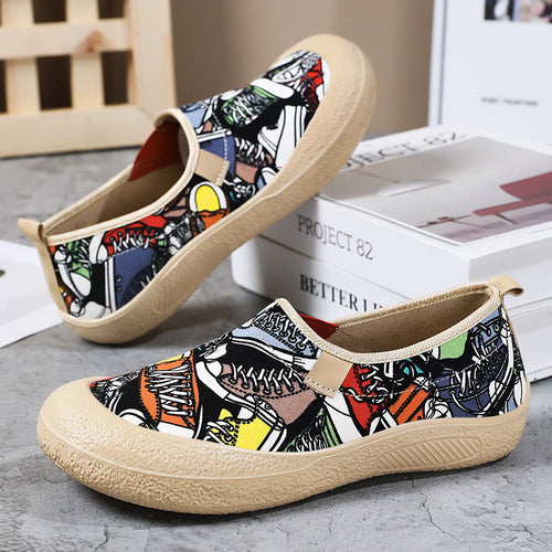 Dame Modiske Slip-On Sneakers med farverigt mønster og skridsikker sål Stilla