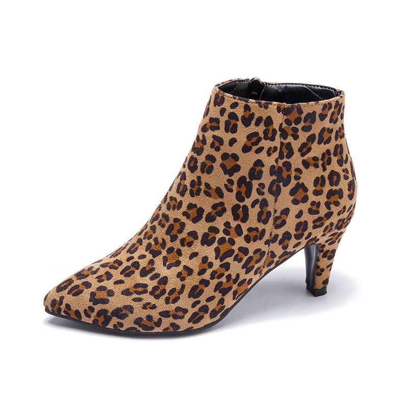 Dame Ankle Boots med stilfuldt leopardmønster og elegant hæl Stilla