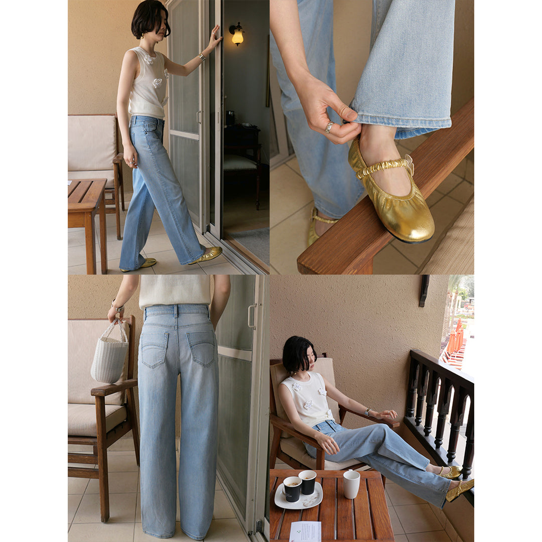 Dame High-Waist Flared Jeans i vintage-stil med smuk vask Stilla