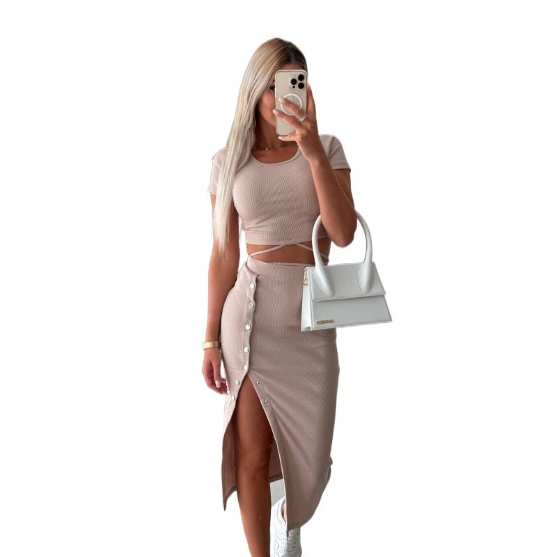 Dame Elastisk Crop-Top med snitdetaljer Stilla