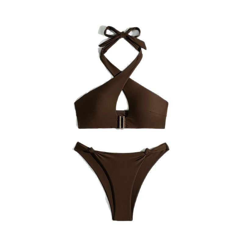 Dame Crisscross Halter Neck Bikini Sæt Stilla