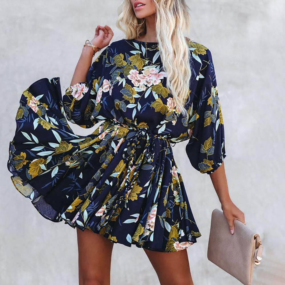 Dame blomsterprint mini kjole Stilla