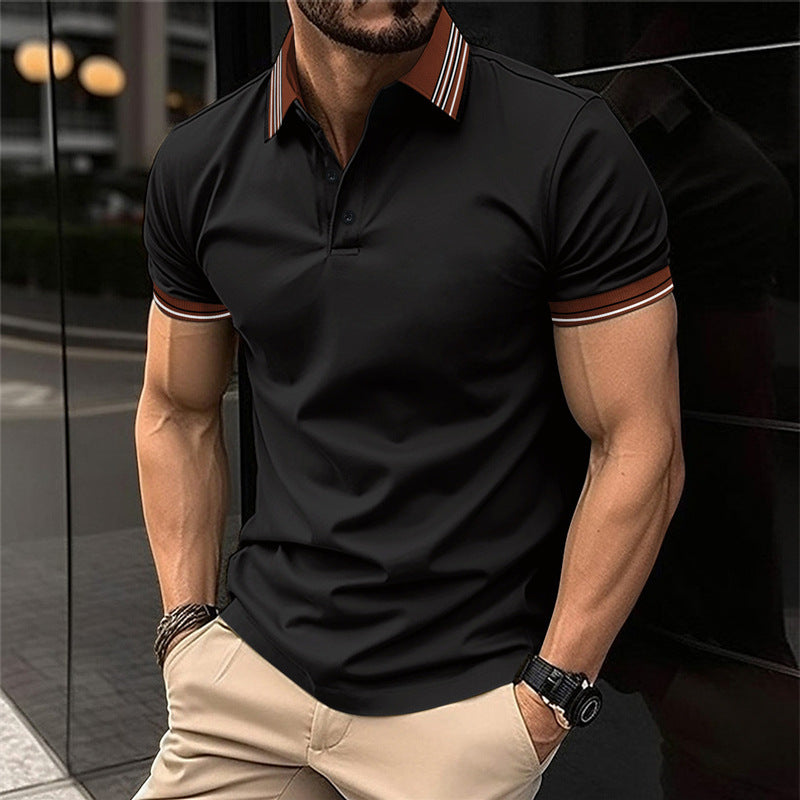 Herrer kortærmet polo med moderne krave og elegante kontrastdetaljer Stilla