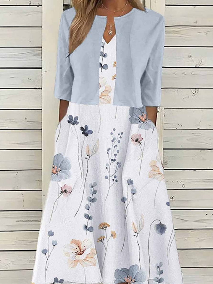 Damer Maxikjole med florale accenter og smart Bolero Stilla