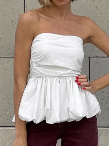 Dame Off-Shoulder Bluse med voluminøs kant Stilla