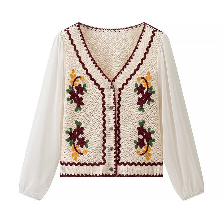 Damer elegant broderet bluse med luftforsvar ærmer Stilla