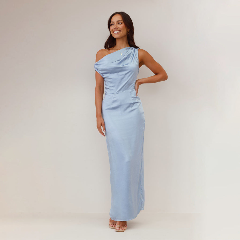 Dame elegante maxikjoler med asymmetrisk snit og dekorativ draperet design