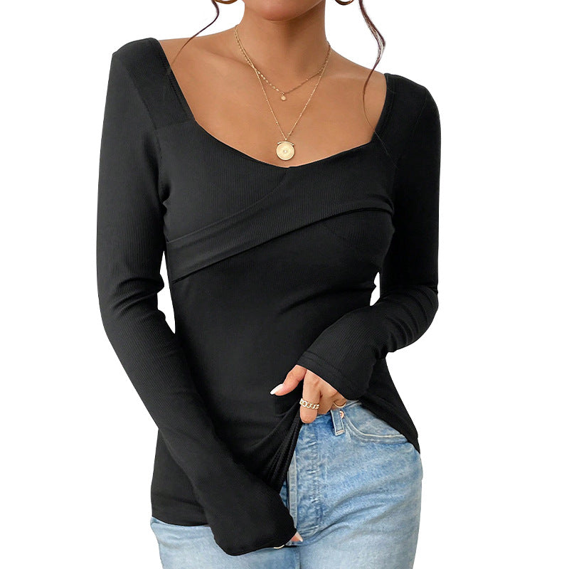 Dame longsleeve body med smart indpakningslook og komfortable ærmeslutninger Stilla