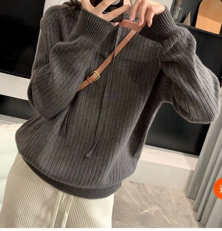 Kvindernes stilfulde hætte sweatshirt med ribbet tekstur og afslappet snit Stilla