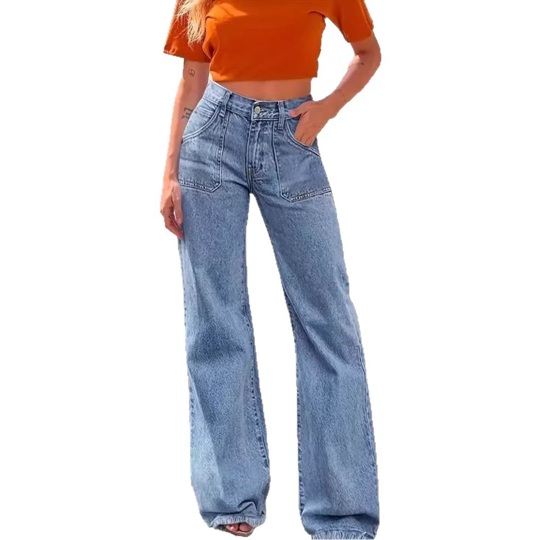 Dame brede jeans med rå kant Skovae