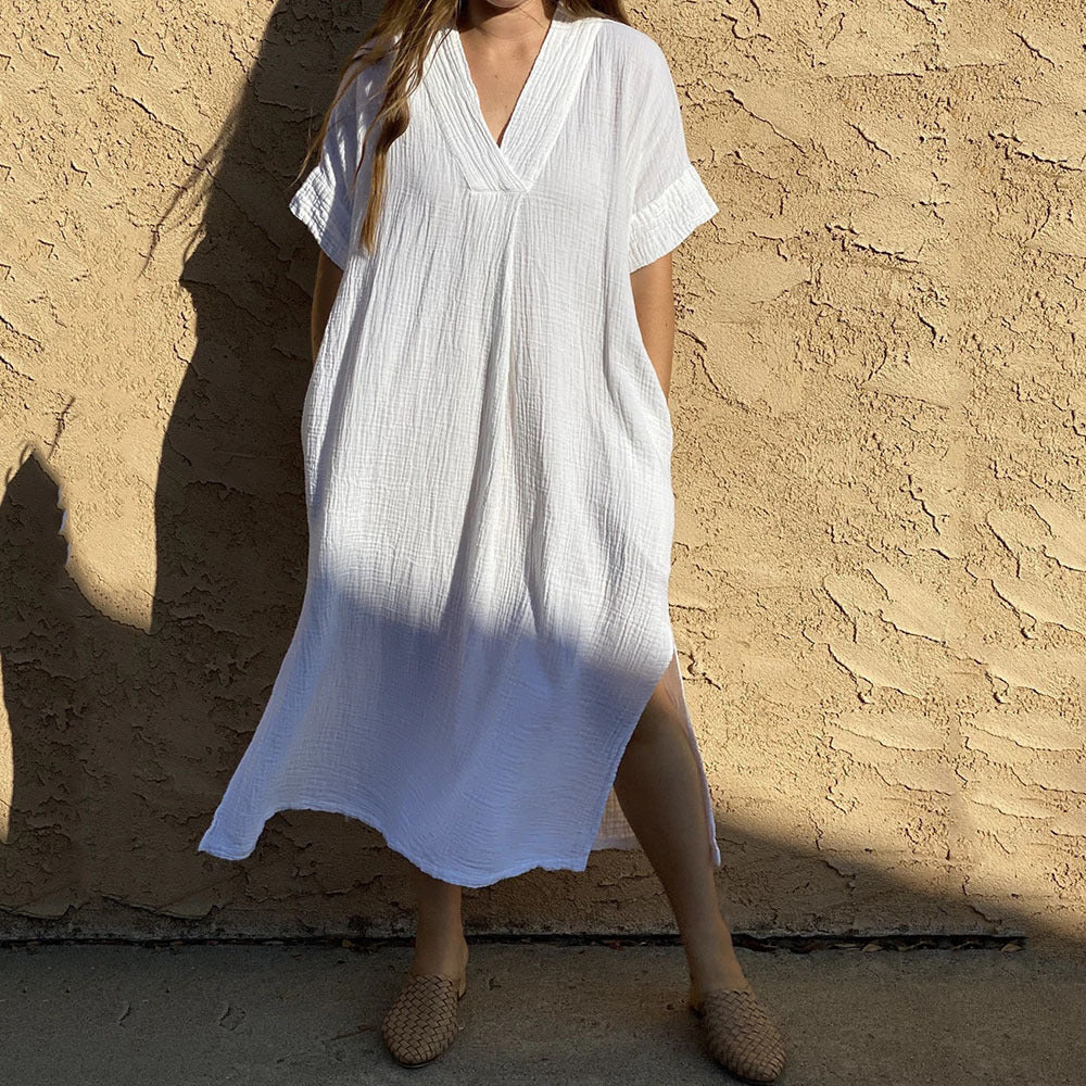 Damer casual maxikjole i let muslin med sideslids Stilla
