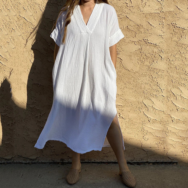 Damer casual maxikjole i let muslin med sideslids Stilla