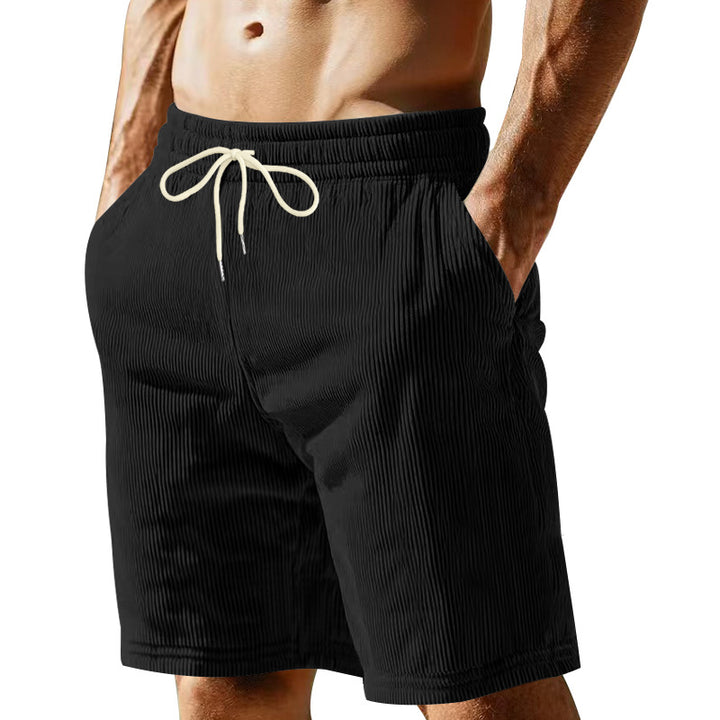 Herren knælange Bermudashorts med elastisk kant, snortræk og sidelommer Skovae