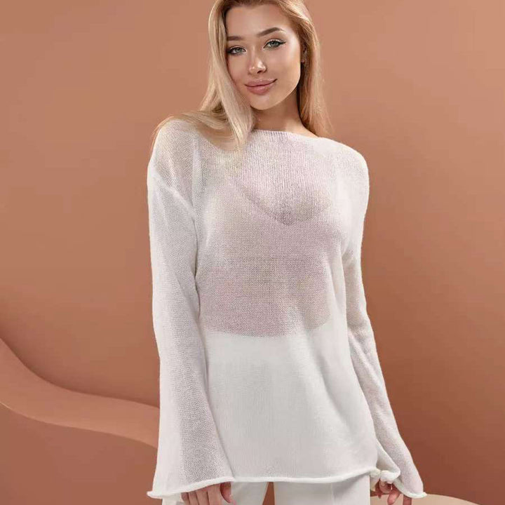 Damer luftig off-shoulder sweater med bred pasform lavet af fin strik kvalitet Stilla