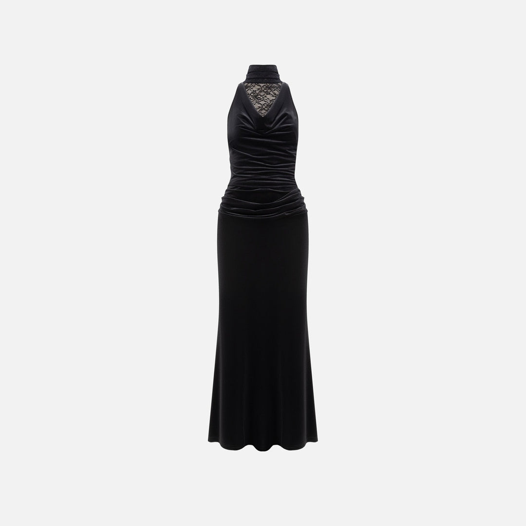 Damer Elegant aften kjole med raffineret spids- og draperingsdetalje Skovae