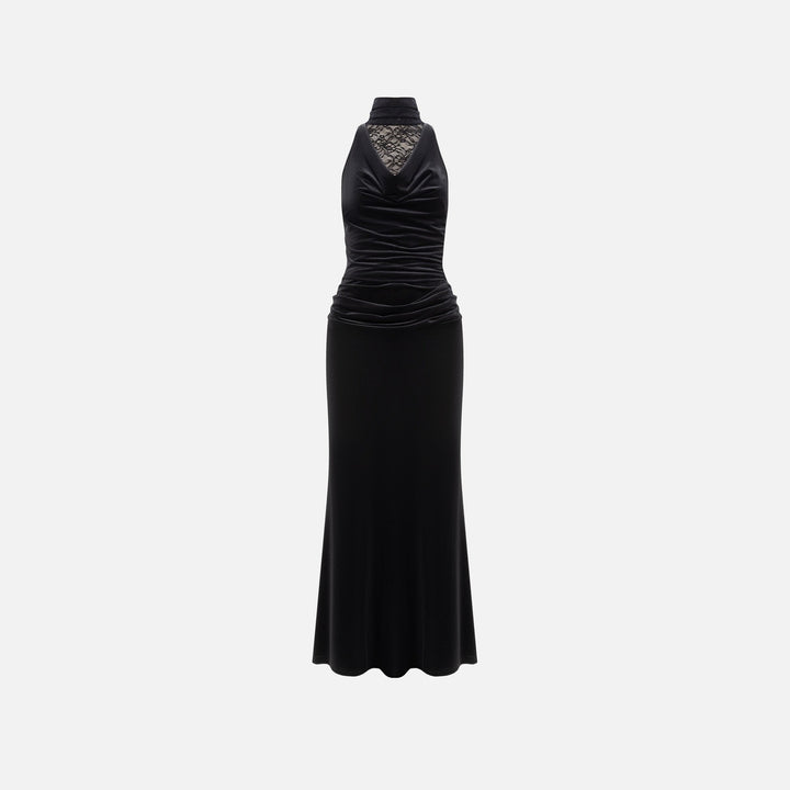 Damer Elegant aften kjole med raffineret spids- og draperingsdetalje Skovae