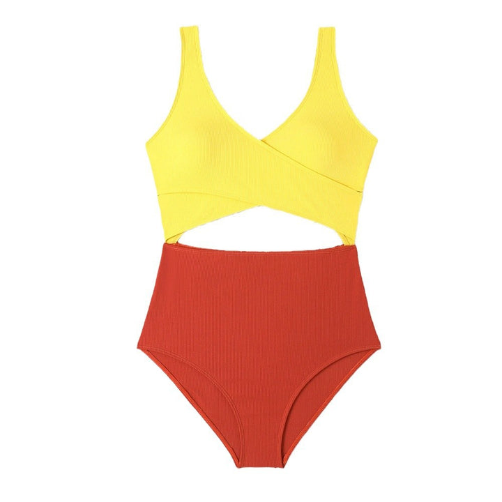 Dame High-Waist Farveblok Én-delt Badedragt Stilla