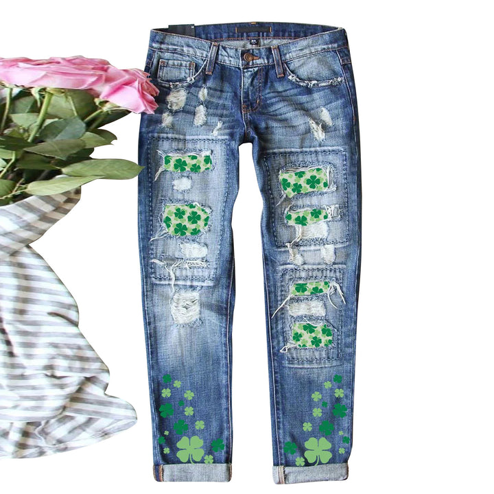 Damejeans i afslappet boyfriend-stil med kreative applikationer Stilla